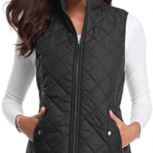 fuinloth Women’s Padded Vest, Stand Collar Lightweight Zip Quilted Gilet