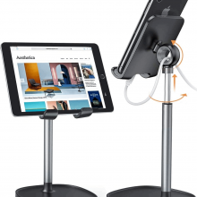 Tablet holder Phone Stand, [Height Angle Adjustable] Tablet stand Phone holder for Desk,[Stable Base] Ipad stand compatible with iPad 9.7/10.5, Air mini 2 3 4, iPhone, Galaxy, Switch, 4″-12″ inch