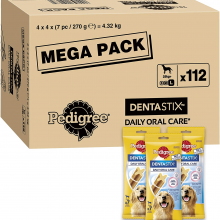 Pedigree Dentastix – Daily Dental Care Chews, Large Dog Treats from 25 kg+, 1 Box – 112 Sticks
