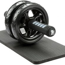 H&S Ab Abdominal Exercise Roller With Extra Thick Knee Pad Mat – Body Fitness Strength Training Machine AB Wheel Gym Tool